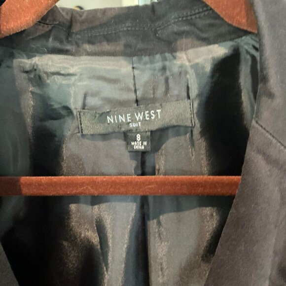 Nine West Black Cotton Stretch Fitted Blazer Women’s size 8 One Button - Picture 3 of 4